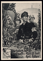 1938 (30 Sept) 'We made it!..', Postcard to Karlsbad, Third Reich Propaganda, Nazi Germany