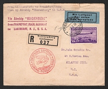 1936 (1 May) Liechtenstein, Hindenburg airship airmail Registered cover from Triestenberg to Atlantic City (United States), Flight to Noth America 'Frankfurt - Lakehurst' (Sieger 408 B, CV $150)