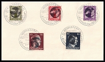 1945 HERMSDORF Local Issue 6pf - 80pf on piece, Germany, Official Stamps, Overprint on Hitler's head (Canceled)