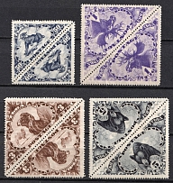 1935 Tannu Tuva, Russia, Gutter Pairs (Zv. 76, 77, 79, 80, CV $30)