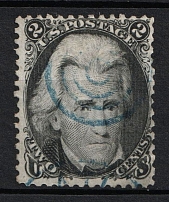 1863 2c Jackson, United States, USA (Scott 73, Black, Blue Cancellation, CV $70)