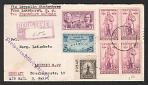 1936 (18 May) United States, Hindenburg airship Registered censored airmail cover from New York to Leipzig, flight to North America 'Lakehurst - Frankfurt' (Sieger 409, CV $80)