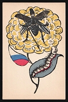 1914-18 'The Allies' bouquet-mosquito and caterpillar' WWI European Caricature Propaganda Postcard, Europe