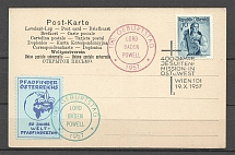 1957 Austria postcard 50 yers of world scouting with cinderella and special postmark