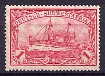 1906-1919 1M South West Africa, German Colonies, Kaiser’s Yacht, Germany (Mi. 29 B, CV $60)