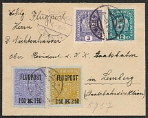 1918 Lviv (Ukraine) - Vienna, Austria, Airmail Cover (Scott C1, C2)