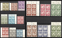 1961-62 West Berlin, Germany, Blocks of Four (Mi. 199 - 213, Margin, CV $110)