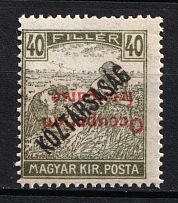 1919 40f Arad (Romania), Hungary, French Occupation, Provisional Issue (Mi. 37 var, Sc. 1N34a, INVERTED Overprint, CV $130)