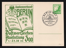 1938 'Postage stamp exhibition 1938 in Berlin Zoo', Propaganda Postcard, Third Reich Nazi Germany