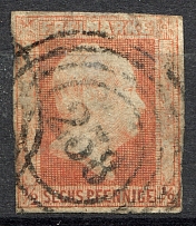 1850 Prussia Germany 1/2 S (CV $70, Cancelled)