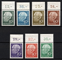 1956-1960 German Federal Republic, Germany (Mi. 259 x - 265 x, Full Set, CV $50, MNH)