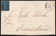 1858 (14 Jul) Saxony, German States, Germany, Cover from Stolberg to Oranienbaum franked with 2ngr (Mi. 10, CV $80)