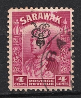 4с Sarawak, British Colonies (INVERTED Overprint, Print Error, Canceled)