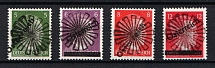 1945 Local Issue 5pf - 12pf, Austria, Overprint on Hitler's head, Circular Blob with Empty Triangles Postmarks (MNH)