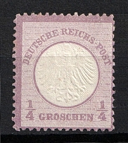 1872 1/4gr German Empire, Small Breast Plate, Germany (Mi. 1, Signed, CV $90)