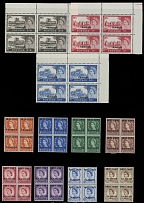 British Commonwealth - Morocco Agencies - Tangier - 1955-57, Queen Elizabeth II, black overprint ''Tangier'' on high value Castles, 2s6p, 5s, 10s, and overprint ''1857- …