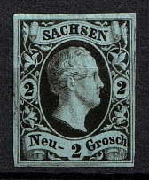 1851-55 2n Saxony, German States, Germany (Mi. 5, Sc. 6, Signed, CV $420)