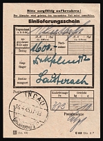1945 Consignment Slip, Lindau, Nazi Germany