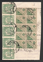 1919 (24 Jan) Ukraine, Russian Civil War Money transfer (part) from Olgopol to Chechel, total franked 200 Sh and 75 k Saving stamps