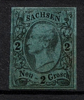 1855-63 2n Saxony, German States, Germany (Mi. 10 c, Sc. 11, CV $120)