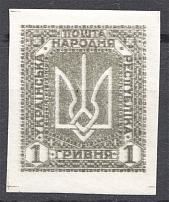 1920 Ukrainian People's Republic 1 Grn (Double Printing, Print Error)