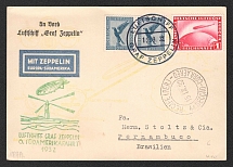 1932 (12 Sep) Germany, Graf Zeppelin airship airmail postcard from Friedrichshafen to Pernambuco (Brazil), Flight to South America 1932 'Friedrichshafen - Recife' (Sieger 177 Aa, CV $140)
