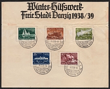 1938 'Winter Aid - Ships', Danzig, Germany, Souvenir Sheet (Mi. 284 - 288, Special Cancellations, CV $30)