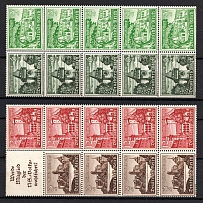 1939 Third Reich, Germany, Se-tenants, Zusammendrucke, Blocks (Mi. H-Bl. 113 B - 114 B, CV $100)