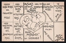 1914-18 '10000 sweet kisses from Mollerten Mizzi' WWI European Caricature Propaganda Postcard, Europe