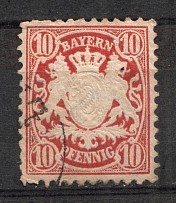 1876 Bavaria Germany 10 Pf (Burgundy, CV $260, Canceled)