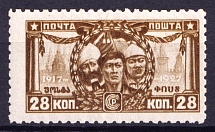 1927-28 28k The 10th Anniversary of October Revolution 1917, Soviet Union, USSR (Zv. 219 A, Perf. 10 x 10.75, CV $150, MNH)