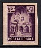 1945 3zl Republic of Poland (Fi. 365 z1 P4, Proof, Signed, MNH)