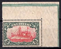 1916-19 5m Mariana Islands, German Colonies, Kaiser’s Yacht, Germany (Mi. 21 A, Corner Margins, CV $60)