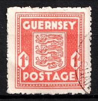 1943 1d Guernsey, German Occupation, Germany (Mi. 2cu, Cinnabar Color, Canceled, CV $160)
