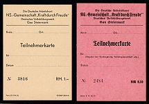 The German Labor Front NS Community 'Strength Through Joy', Participant Card, German Propaganda, Germany