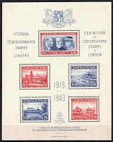 1943 Exhibition of Czechoslovak Stamps in London Czechoslovakia, Souvenir Sheet