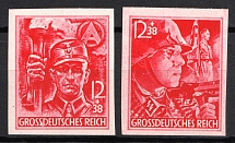 1945 Third Reich, Germany (Mi. 909 U - 910 U, Full Set, Imperforated, CV 40$)