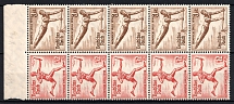 1936 Third Reich, Germany, Se-tenant, Zusammendrucke, Block (Mi. H-Bl. 105 B, CV $80, MNH)