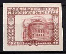 1920 80г Ukrainian Peoples Republic (TWO Sides MULTIPLY Printing+ERROR Center, Print Error, MNH)