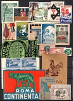 Europe, Stock of Cinderellas, Non-Postal Stamps, Labels, Advertising, Charity, Propaganda (#110A)
