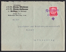 1938 (Oct 29) Letter with provisional postmark of PETSCHAU (Becov nad Teplou). Addressed to THEUSING. Occupation of Sudetenland, Germany