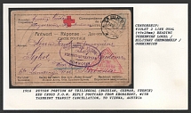 1916 Return Portion of Trilingual (Russian, German, French) Red Cross P.O.W. Reply Postcard from Khodzhent, with Tashkent Transit Cancellation, To Vienna, Austria. KHODZHENT Censorship: Violet 2 line oval (49x28 mm) reading