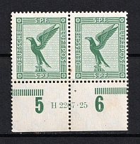 1926-27 5pf Weimar Republic, Germany Airmail (Control Number, Pair, CV $80, MNH)