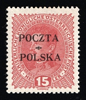 1919 15h Lesser Poland (Fi. 35, Mi. 34, Certificate, CV $60)