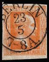 1857 3p Prussia, German States, Germany (Mi 8c, Canceled, CV $180)