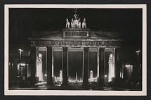 1943 'Berlin by night. Brandenburg Gate', Propaganda Postcard, Third Reich Nazi Germany