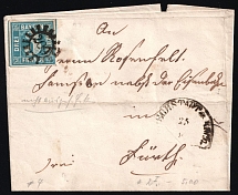 1850 Bavaria, German States, Germany, Cover to Furth franked with 3kr (Mi. 2 II, Wax Seal)