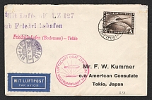 1929 (15 Aug) Germany, Graf Zeppelin airship airmail cover from Friedrichshafen to Tokyo (Japan), World Tour 1929 1st Flight 'Friedrichshafen - Tokio' (Sieger 30 Aa, CV $120)