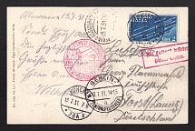 1931 (15 Jul) Italy Airmail illustrated postcard from Merano to Forst via Berlin and Munich with Berlin and Cottbus airmail handstamp