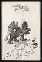 1914-18 'Big clean-up' WWI European Caricature Propaganda Postcard, Europe